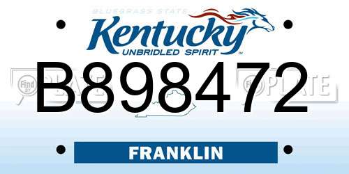 B898472 Kentucky License Plate