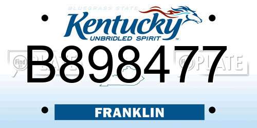 B898477 Kentucky License Plate