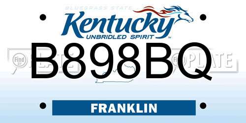 B898BQ Kentucky License Plate