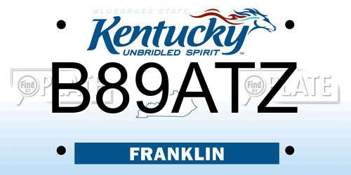 B89ATZ Kentucky License Plate