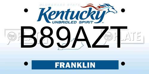 B89AZT Kentucky License Plate