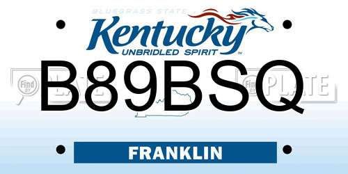 B89BSQ Kentucky License Plate