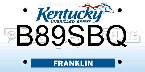 B89SBQ Kentucky License Plate