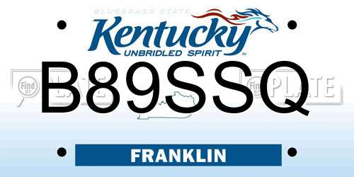 B89SSQ Kentucky License Plate