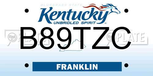 B89TZC Kentucky License Plate