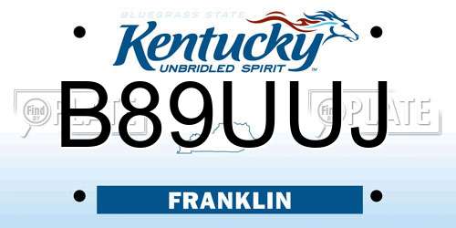 B89UUJ Kentucky License Plate