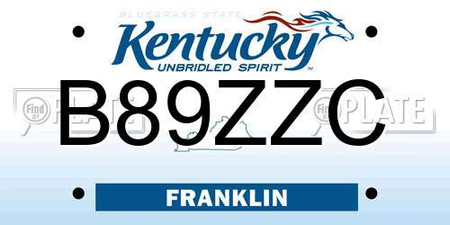 B89ZZC Kentucky License Plate