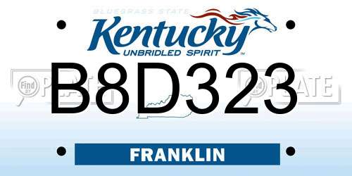 B8D323 Kentucky License Plate