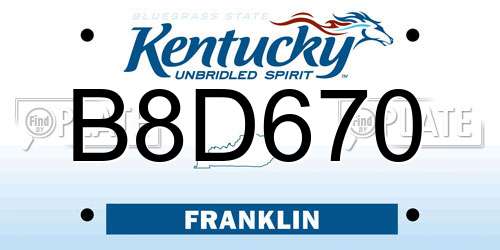 B8D670 Kentucky License Plate