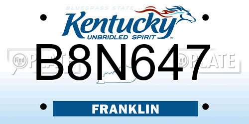 B8N647 Kentucky License Plate