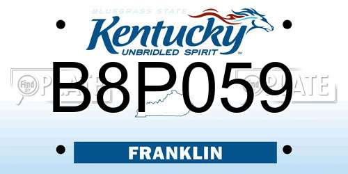 B8P059 Kentucky License Plate