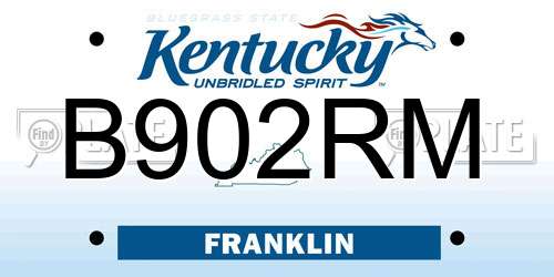 B902RM Kentucky License Plate