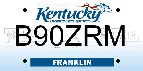B90ZRM Kentucky License Plate