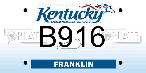 B916 Kentucky License Plate