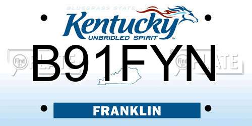 B91FYN Kentucky License Plate