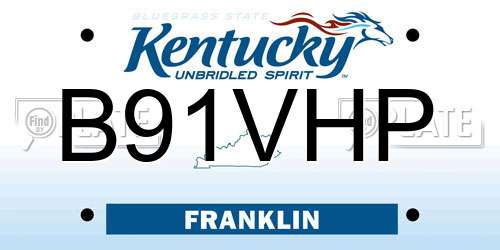 B91VHP Kentucky License Plate