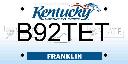 B92TET Kentucky License Plate