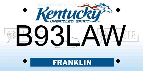 B93LAW Kentucky License Plate