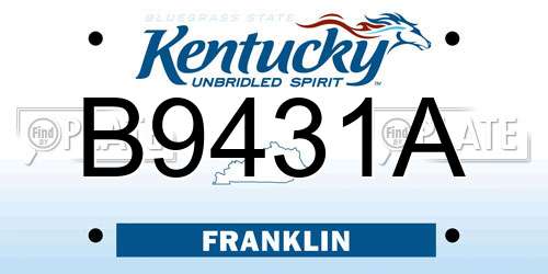 B9431A Kentucky License Plate