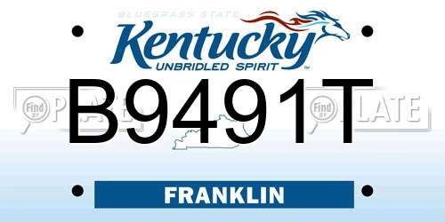B9491T Kentucky License Plate