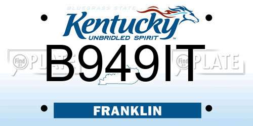 B949IT Kentucky License Plate