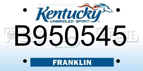 B950545 Kentucky License Plate