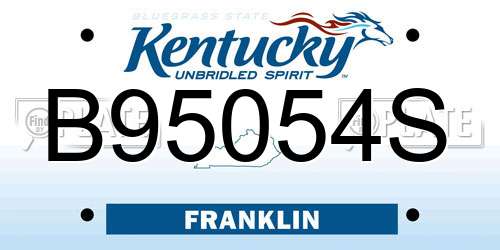 B95054S Kentucky License Plate