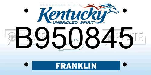 B950845 Kentucky License Plate