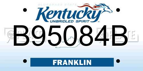B95084B Kentucky License Plate
