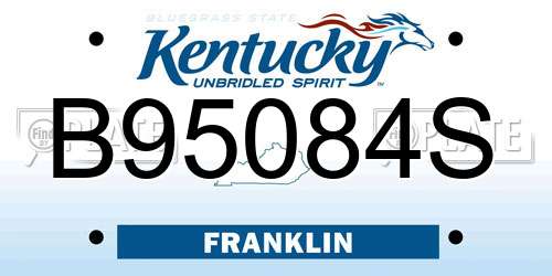 B95084S Kentucky License Plate