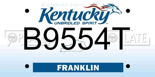 B9554T Kentucky License Plate