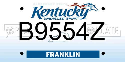B9554Z Kentucky License Plate