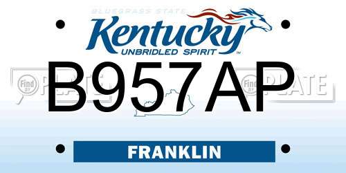 B957AP Kentucky License Plate
