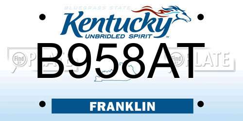 B958AT Kentucky License Plate