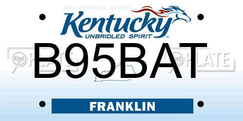 B95BAT Kentucky License Plate