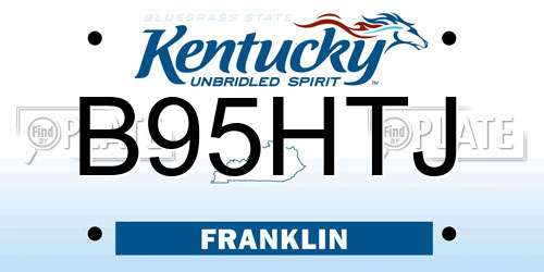 B95HTJ Kentucky License Plate