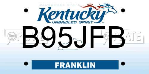 B95JFB Kentucky License Plate