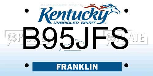 B95JFS Kentucky License Plate