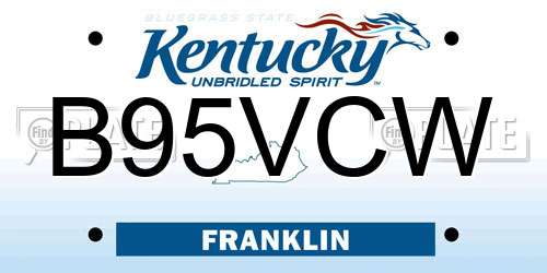 B95VCW Kentucky License Plate