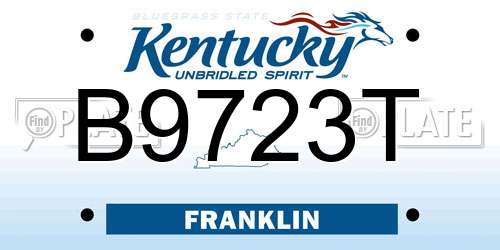 B9723T Kentucky License Plate
