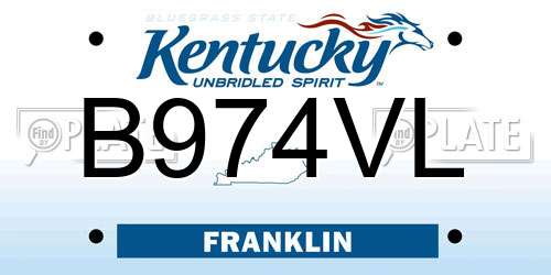B974VL Kentucky License Plate