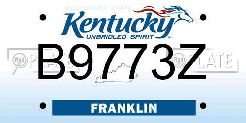 B9773Z Kentucky License Plate