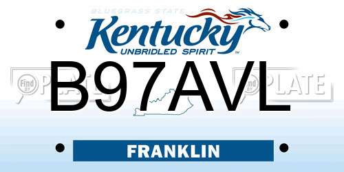 B97AVL Kentucky License Plate
