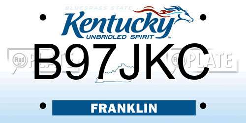 B97JKC Kentucky License Plate