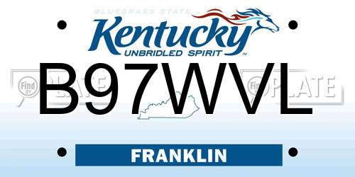 B97WVL Kentucky License Plate