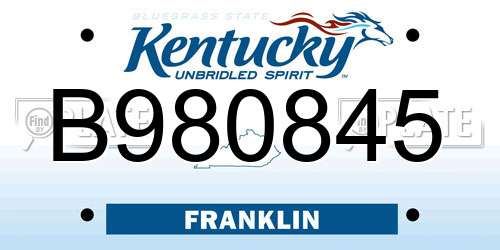 B980845 Kentucky License Plate