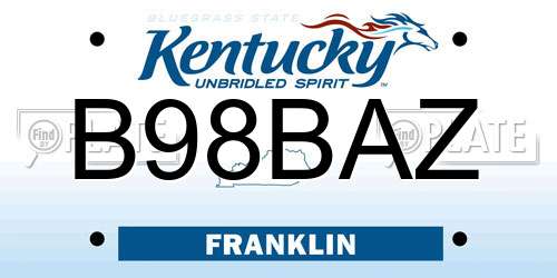 B98BAZ Kentucky License Plate