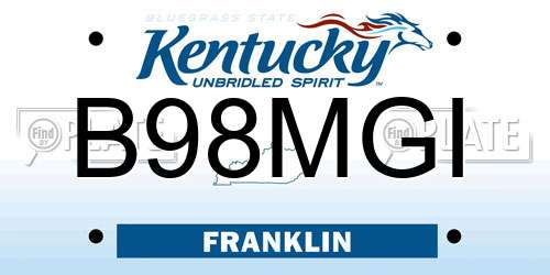B98MGI Kentucky License Plate
