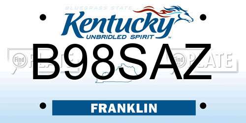 B98SAZ Kentucky License Plate