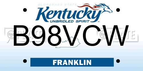 B98VCW Kentucky License Plate